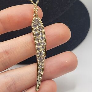 Victoria's Secret Crystal Feather Pendant Necklace 30in